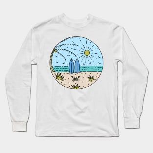 Summer Beach Surfing Line Long Sleeve T-Shirt